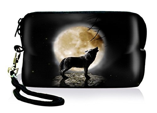 SpecialBag Wolf and Moon Neoprene Digital Camera Case Bag Pouch Coin Purse with Strap For Sony Samsung Nikon Canon Kodak (FY-HDC-001)