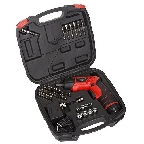 Stalwart 75-PT1000 Stalwart LED Rechargeable Pivoting Cordless Screwdriver Set (45 Piece), 3.6V