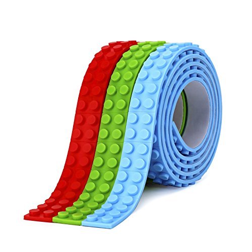 SuSenGo 3 Rolls Red Green Blue RGB 9.8Feet/3meter Loops Building Block Tape Roll Self-Adhesive