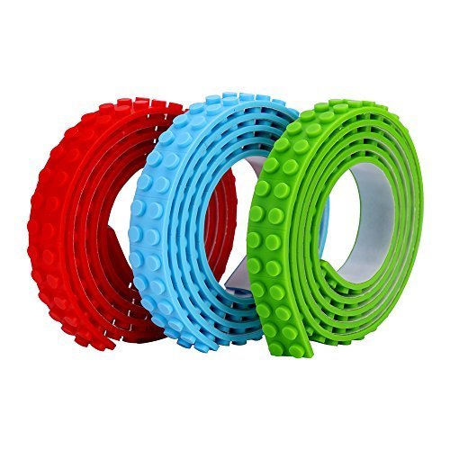 SuSenGo 3 Rolls Red Green Blue RGB 9.8Feet/3meter Loops Building Block Tape Roll Self-Adhesive