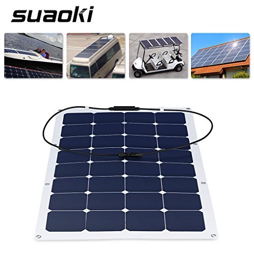 Suaoki 100W 18V 12V Solar Panel Charger SunPower Cell Ultra Thin Flexible with MC4 Connector Charging for RV Boat Cabin Tent Car(Compatibility with 18V and Below Devices)