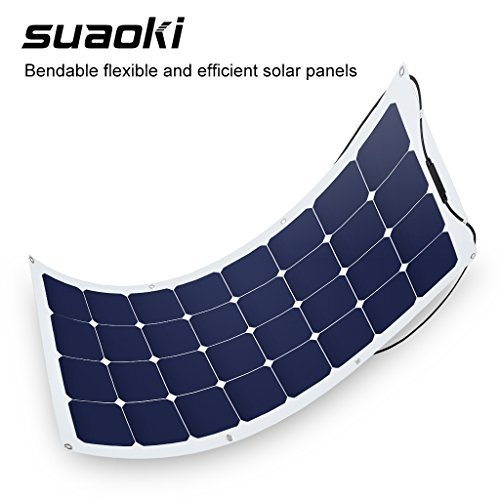 Suaoki 100W 18V 12V Solar Panel Charger SunPower Cell Ultra Thin Flexible with MC4 Connector Charging for RV Boat Cabin Tent Car(Compatibility with 18V and Below Devices)