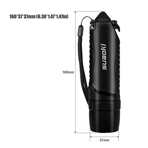 Suaoki Waterproof 4-in-1 Cree Rechargeable LED Torch Flashlight Powered by 5,200 mAh External Battery Charger, Window Smasher and Belt Cutter