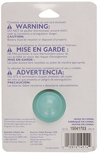 Summer Infant Pacifier Thermometer, Teal/White 