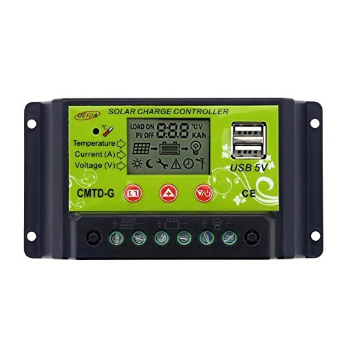 Sun YOBA Solar Charge Controller Solar Controller 10A 12V 24V with Dual USB 5V