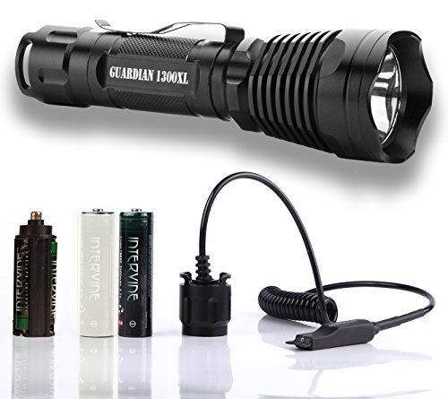 Supernova Guardian 1300XL Tactical Flashlight - Rechargeable Professional Series Ultra Bright LED Flashlight with Remote Pressure Switch and BrightStart Technology