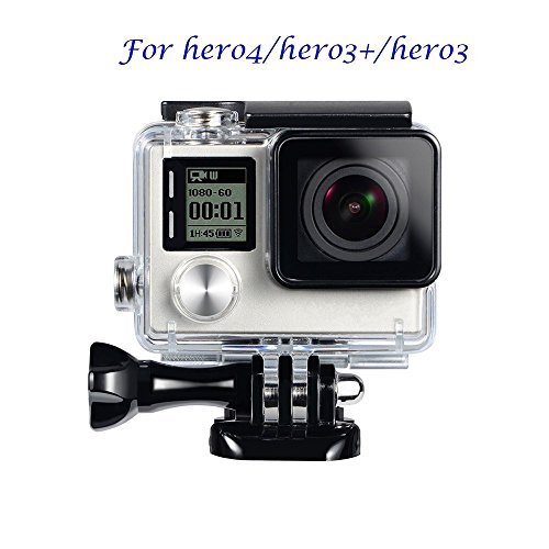 Suptig Replacement Waterproof Case Protective Housing for GoPro Hero 4, Hero 3+, Hero3 Outside Sport Camera For Underwater Use - Water Resistant up to 147ft (45m)