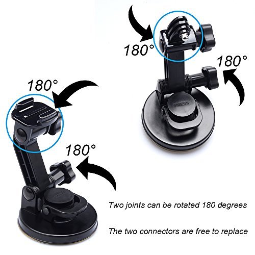 Suptig Suction Cup Mount for Gopro HERO 6 HERO 5 HERO 4 HERO 3+ HERO 3 HERO 2 HERO+ Session All Gopro Cameras Apply to Car Windshield and Window as well as no dust, clean and smooth flat surfaces