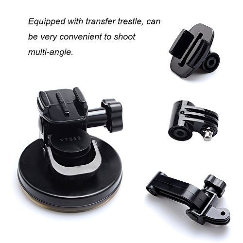 Suptig Suction Cup Mount for Gopro HERO 6 HERO 5 HERO 4 HERO 3+ HERO 3 HERO 2 HERO+ Session All Gopro Cameras Apply to Car Windshield and Window as well as no dust, clean and smooth flat surfaces