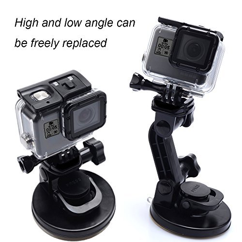 Suptig Suction Cup Mount for Gopro HERO 6 HERO 5 HERO 4 HERO 3+ HERO 3 HERO 2 HERO+ Session All Gopro Cameras Apply to Car Windshield and Window as well as no dust, clean and smooth flat surfaces