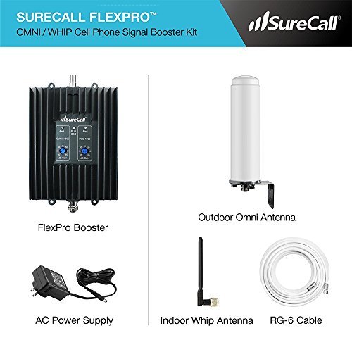 SureCall FlexPro Omni/Whip, Dual Band Cell Phone Signal Booster Kit for All Carriers up to 2,000 Sq Ft