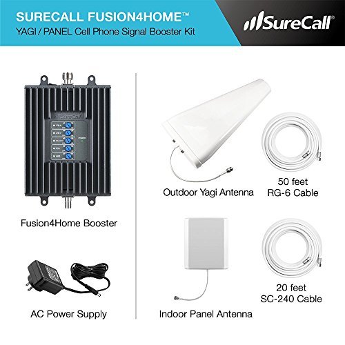 SureCall Fusion4Home Yagi/Panel, Cell Phone Signal Booster Kit for All Carriers 3G/4G LTE up to 4,000 Sq Ft