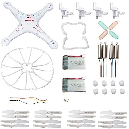 Syma Replacement,eTopxizu Original Syma X5 X5C X5C-1 Quadcopter Spare Parts Crash Pack Kit,Syma X5C Motor&Gear ,Blade with Frame ,Body Shell,X5 X5C LED lights Cover and battery,Landing Skid & Screws