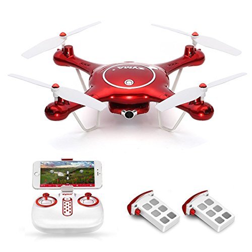 Syma X5UW Wifi FPV Drone with 720P HD Camera Live Video, Barometer Set Height, H/L Speed, Extra Battery RTF RC Quadcopter