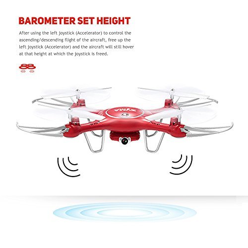 Syma X5UW Wifi FPV Drone with 720P HD Camera Live Video, Barometer Set Height, H/L Speed, Extra Battery RTF RC Quadcopter