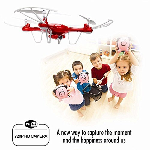 Syma X5UW Wifi FPV Drone with 720P HD Camera Live Video, Barometer Set Height, H/L Speed, Extra Battery RTF RC Quadcopter