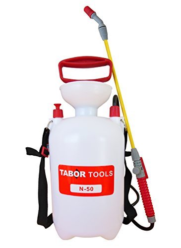 TABOR TOOLS 1.3 Gallon Lawn and Garden Pump Pressure Sprayer for Herbicides, Pesticides, Fertilizers, Mild Cleaning Solutions and Bleach, includes Shoulder Strap, Enjoy our 12 Months Guarantee!