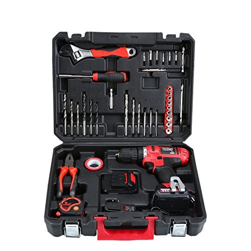 TEENO Cordless Drill Set 16.8V Lithium 2 Batteries Drill Driver Kit with 36 Accessories