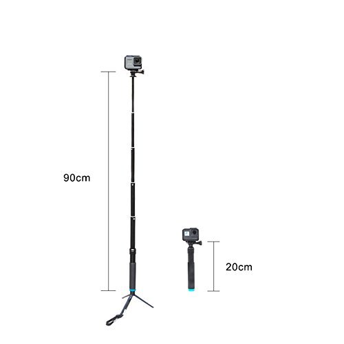 TELESIN Aluminum Alloy Extendable Handheld Monopod Tripod Pole Selfie Stick with Tripod Mount Stand for GoPro Hero 5 4 3 2 1, Session, Cellphone and Compact Action Camera