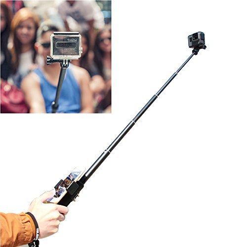 TELESIN Aluminum Alloy Extendable Handheld Monopod Tripod Pole Selfie Stick with Tripod Mount Stand for GoPro Hero 5 4 3 2 1, Session, Cellphone and Compact Action Camera