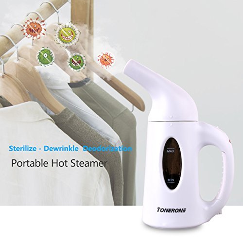 TONERONE Mini Travel Garment Steamer Kit | Portable Fabric Sterilizer With Comfy Handle | Remove Wrinkles & Lint, Freshen Clothes & Sterilize In Seconds | For Curtains, Shirts, Linen, Carpets, & More