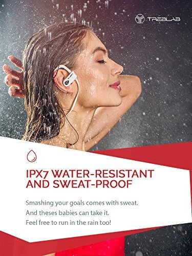 TREBLAB XR500 Bluetooth Headphones, Best Wireless Earbuds For Sports, Running Or Gym Workout. 2017 Updated Version. IPX7 Waterproof, Sweatproof, Secure-Fit Headset. Noise Cancelling Earphones w/ Mic