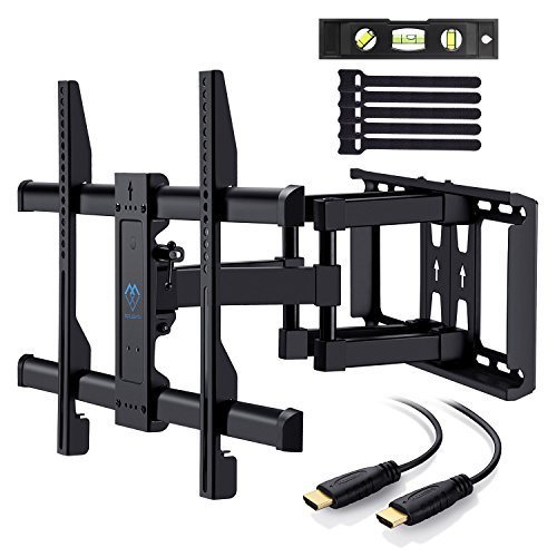 TV Wall Mount Bracket Full Motion Dual Articulating Arm for most 37-70 Inch LED, LCD, OLED, Flat Screen,Plasma TVs up to 120lbs VESA 600x400mm with Tilt, Swivel and Rotation HDMI Cable by PERLESMITH