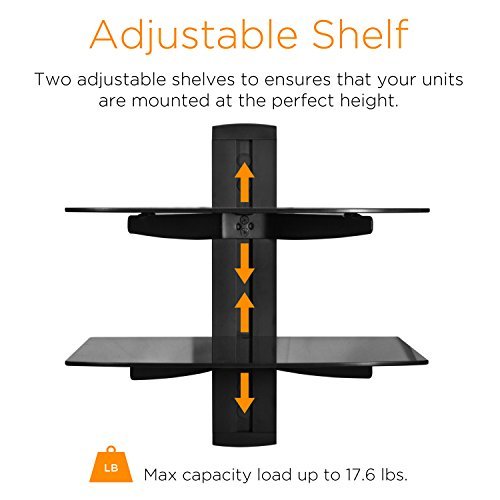 TV Wall Mount, Ematic Wall Mount Kit with 2 Shelves, Cable Organization for DVD Players, DVRs and Console Gaming Systems [ EMD212 ]