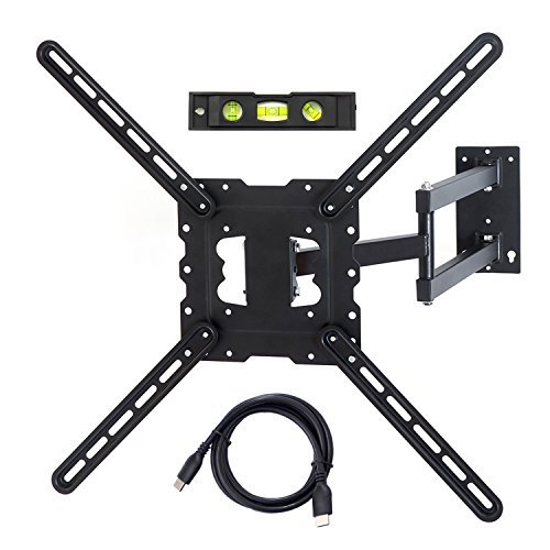 TV Wall Mount Fits Most 19"-55" LCD/LED/Flat Screens Up To 66 lbs. Full Motion Swivel Articulating Arm. Tilt, 20" Extension Arm, VESA 400x400, HDMI Cable And Bubble Level