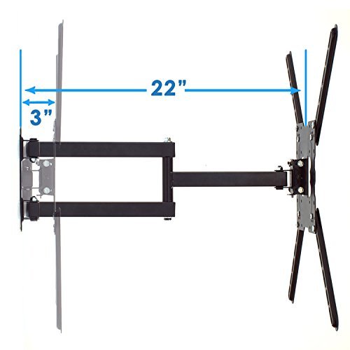 TV Wall Mount Fits Most 19"-55" LCD/LED/Flat Screens Up To 66 lbs. Full Motion Swivel Articulating Arm. Tilt, 20" Extension Arm, VESA 400x400, HDMI Cable And Bubble Level