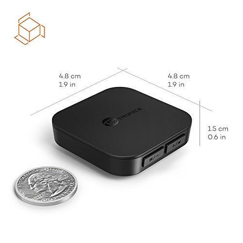 TaoTronics Bluetooth 4.1 Transmitter / Receiver, Wireless 3.5mm Audio Adapter (aptX Low Latency, Pair 2 At Once, For TV / Car Sound System, Volume Control)