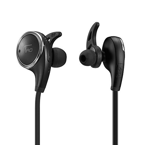 TaoTronics Bluetooth Headphones Wireless Earbuds Sports In Ear Sweatproof Earphones with Built in Mic (Balanced Audio, aptX Lossless sound, Cordless 4.1, CVC 6.0 Noise Cancellation) Black