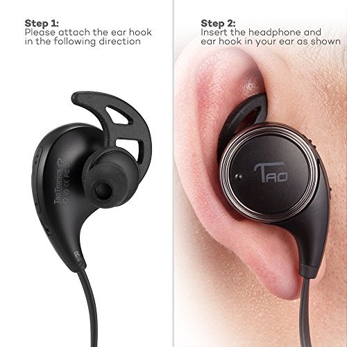 TaoTronics Bluetooth Headphones Wireless Earbuds Sports In Ear Sweatproof Earphones with Built in Mic (Balanced Audio, aptX Lossless sound, Cordless 4.1, CVC 6.0 Noise Cancellation) Black