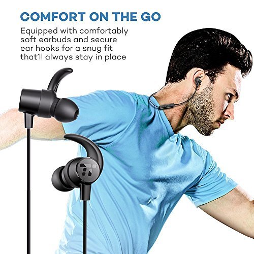 TaoTronics Bluetooth In Ear Headphones Wireless Earbuds Sports Magnetic Earphones with Built-in Mic (Sweat proof with IPX5 Splash Proof Rating, aptX Stereo, Up to 7 Hours Talk Time, Ceramic Antenna)