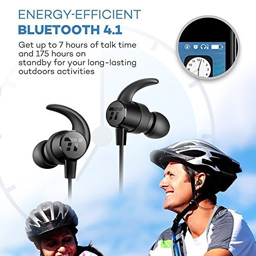 TaoTronics Bluetooth In Ear Headphones Wireless Earbuds Sports Magnetic Earphones with Built-in Mic (Sweat proof with IPX5 Splash Proof Rating, aptX Stereo, Up to 7 Hours Talk Time, Ceramic Antenna)