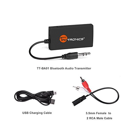 TaoTronics Wireless Portable Bluetooth Transmitter Connected to 3.5mm Audio Devices, Paired with Bluetooth Receiver, TV Ears, Bluetooth Dongle, A2DP Stereo Music Transmission