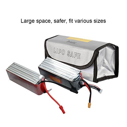 Teenitor Fireproof Explosionproof Lipo Battery Safe Bag Lipo Battery Guard Safe Bag Pouch Sack for Charge & Storage 185x75x60mm Large size