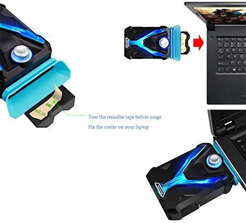 TekHome Super Vacuum Fan Laptop Cooler, Cooling Gaming Mate, High Compatibility w/ 4 Junction Shrouds, Adjustable Wind Speed, Reusable Tape, Power Saving, Make Your Laptop As Cool As A Cucumber.