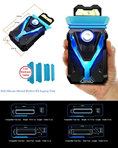 TekHome Super Vacuum Fan Laptop Cooler, Cooling Gaming Mate, High Compatibility w/ 4 Junction Shrouds, Adjustable Wind Speed, Reusable Tape, Power Saving, Make Your Laptop As Cool As A Cucumber.