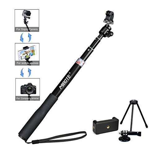 Telescoping Selfie Stick Tripod Stand Monopod for Gopro Hero 5/4/3/2/1/SJCAM 4000/5000/6000/XiaoYi Action Camera and Cell Phone