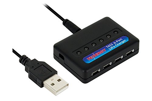 Tenergy T453 6-Port LiPo Battery Charger for 3.7V (1S) Lithium Ion, Lithium Polymer RC Quadcopter Batteries
