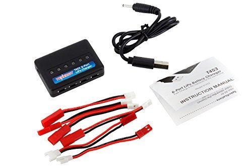 Tenergy T453 6-Port LiPo Battery Charger for 3.7V (1S) Lithium Ion, Lithium Polymer RC Quadcopter Batteries