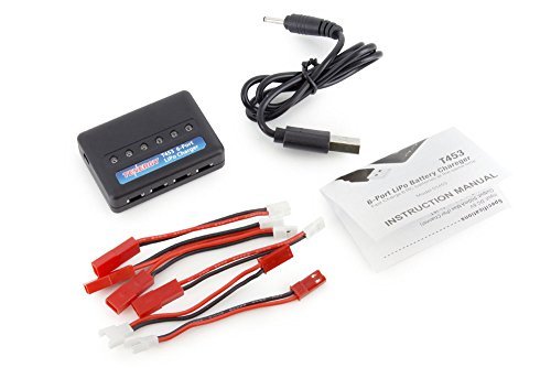 Tenergy T453 charger for 3.7V Lithium RC battery + 6pc 500mAh batteries for UDI818A/818A-1