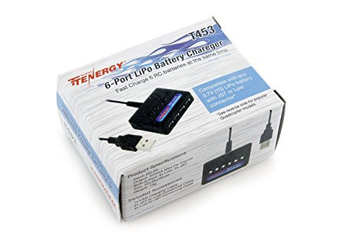 Tenergy T453 charger for 3.7V Lithium RC battery + 6pc 500mAh batteries for UDI818A/818A-1