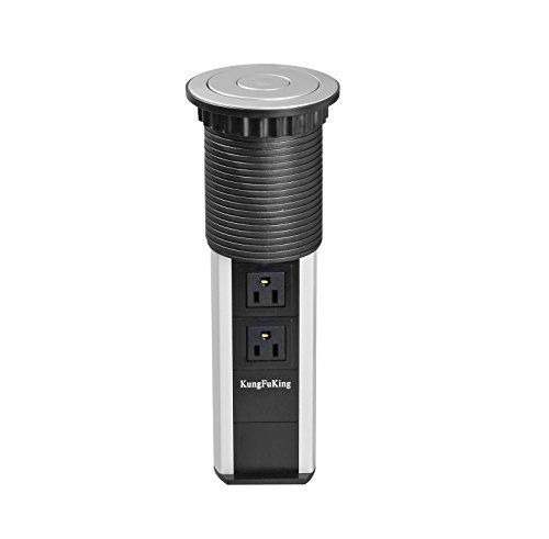 Tensile Type Tabletop Pop Up Power Socket 3 US Plug and 2 USB Ports Safe Outlet For Household Kitchen Office Electronics and Any USB Devices