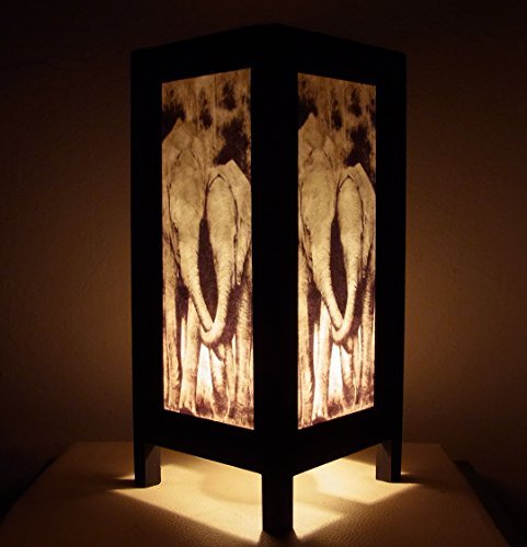 Thai Vintage Handmade Asian Oriental Family Elephant Bedside Table Light or Floor Wood Paper Lamp Shades Home Bedroom Garden Decor Modern Design from Thailand