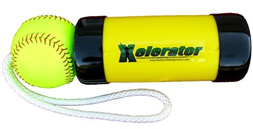 The Composite Xelerator Fastpitch Softball Pitching Training Aid And Warm Up Tool With 12 Inch Premium Leather Indoor Ball For Improved Grip