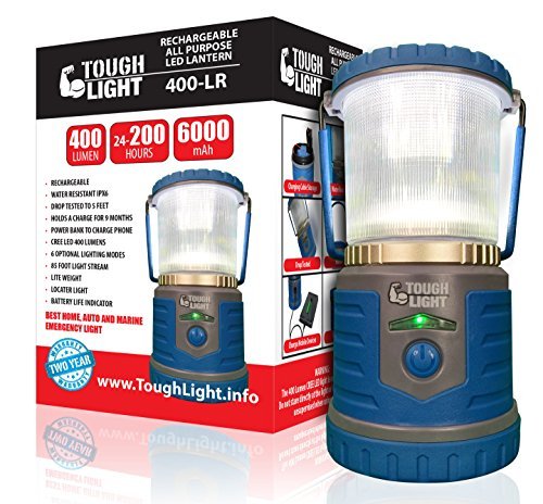 Tough Light LED Rechargeable Lantern - 200 Hours of Light from a Single Charge, Longest Lasting on Amazon! Camping and Emergency Light with Cell Phone Charger - 2 Year Warranty