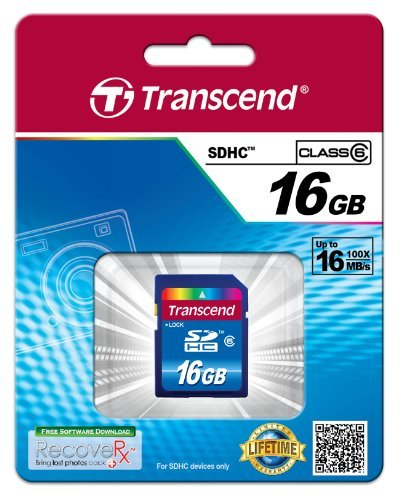 Transcend 16 GB Class 6 SDHC Flash Memory Card TS16GSDHC6