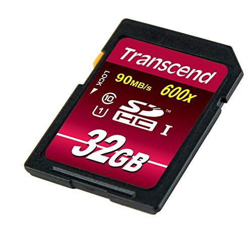 Transcend 32GB SDHC Class 10 UHS-1 Flash Memory Card Up to 90MB/s (TS32GSDHC10U1E)